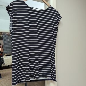 Navy and White Striped Women's Top